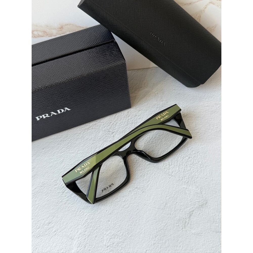 NEW Prada PR D05V Black Green Rectangular Eyeglasses Frames - Picture 3 of 7